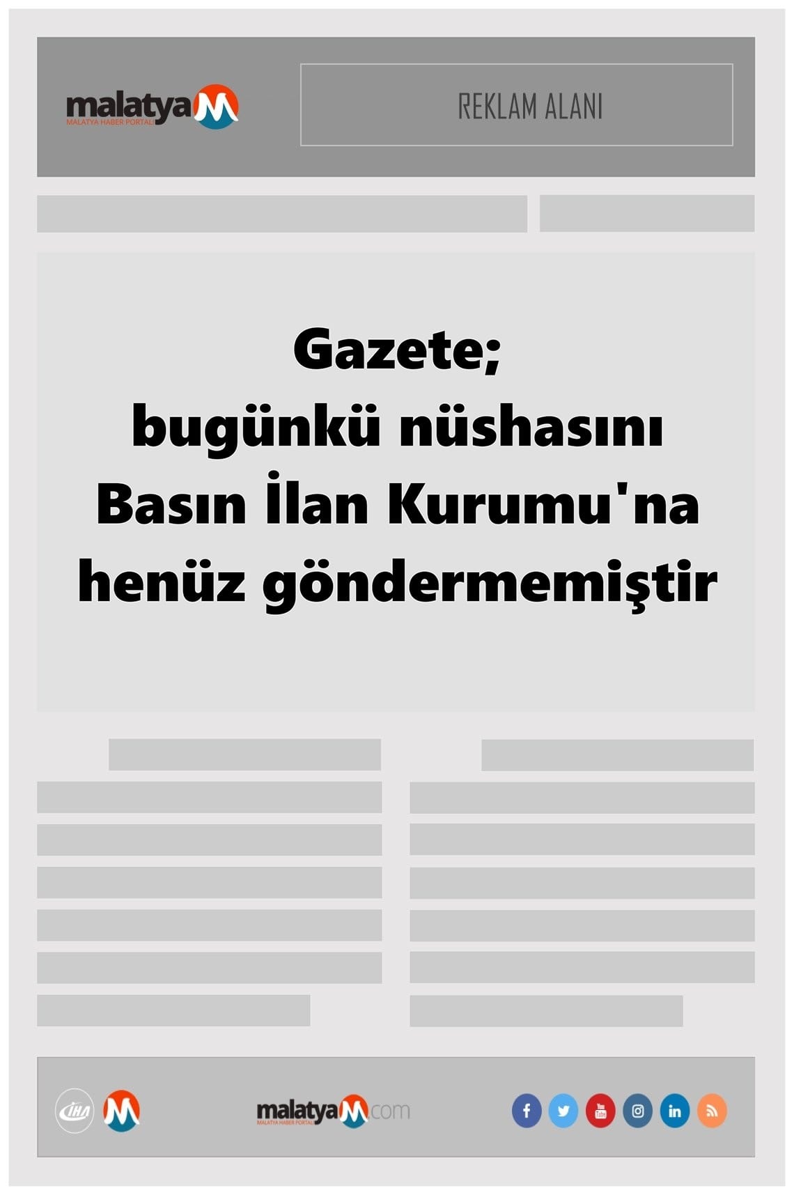 Yeni Malatya gazetesi manşet ilk sayfa oku