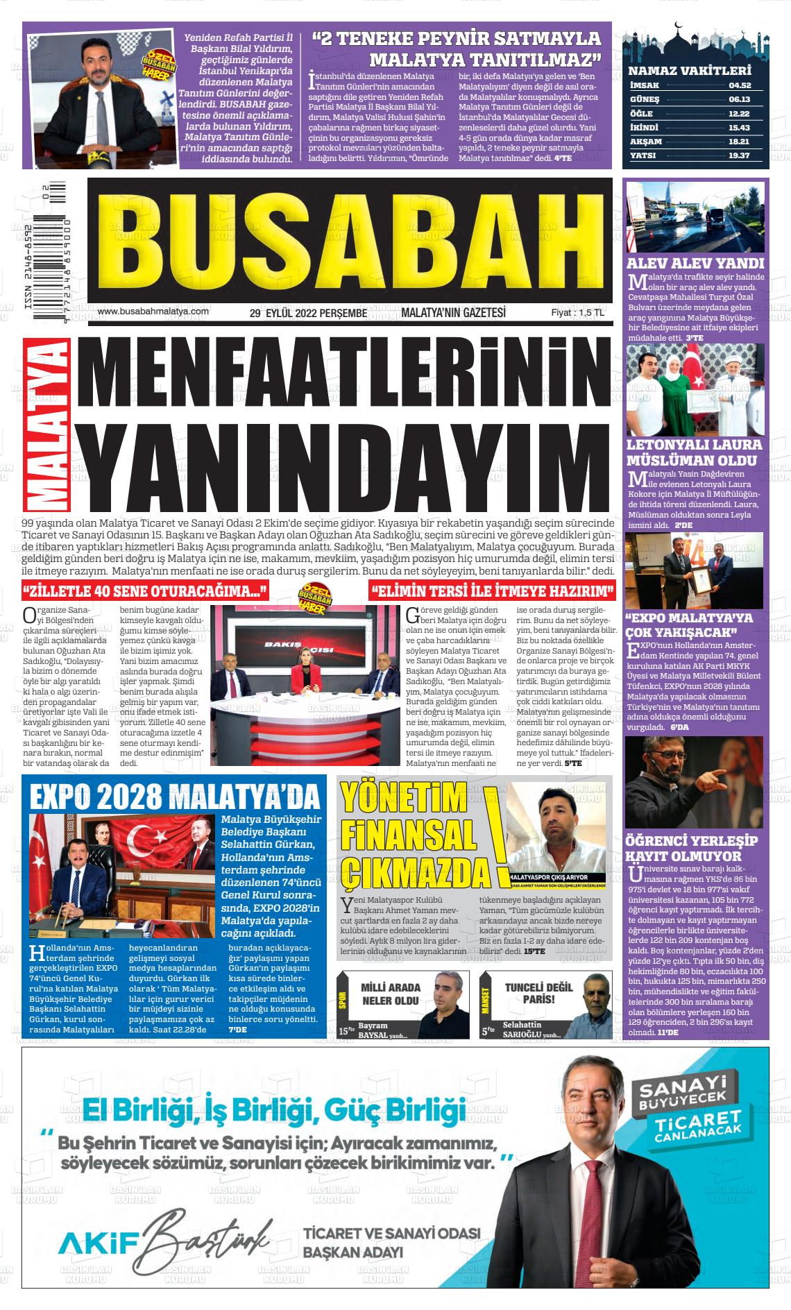 Malatya Bu Sabah gazetesi oku