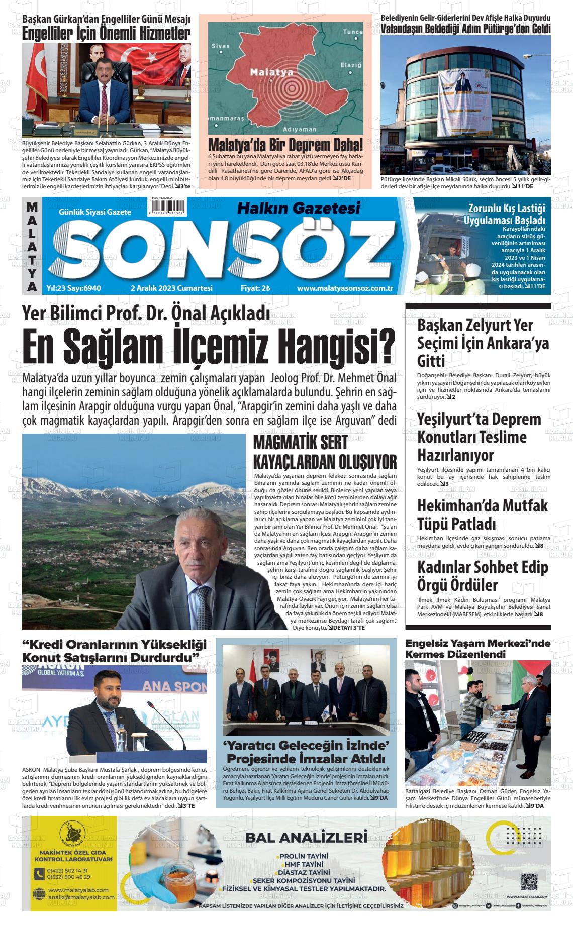 Malatya Sonsöz gazetesi oku