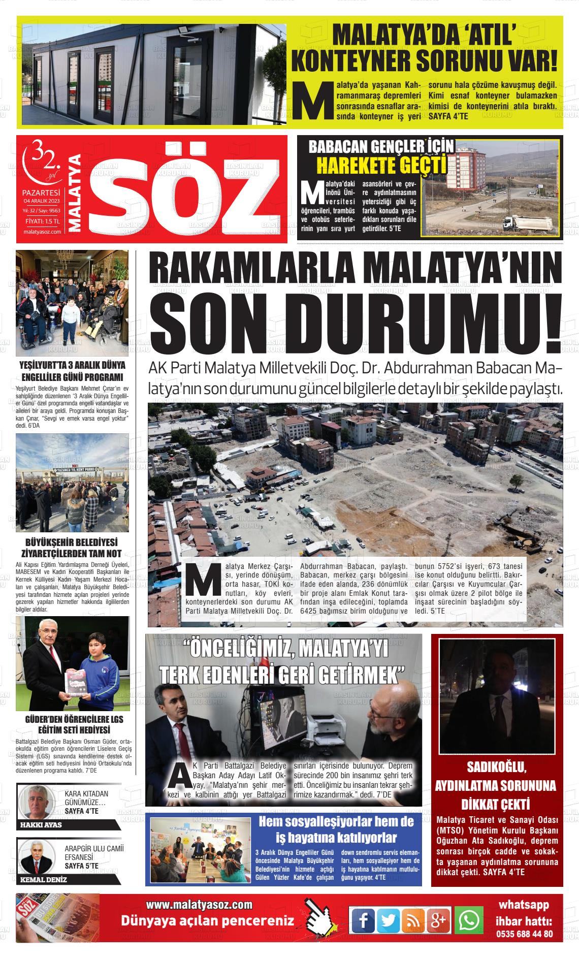 Malatya Söz gazetesi oku