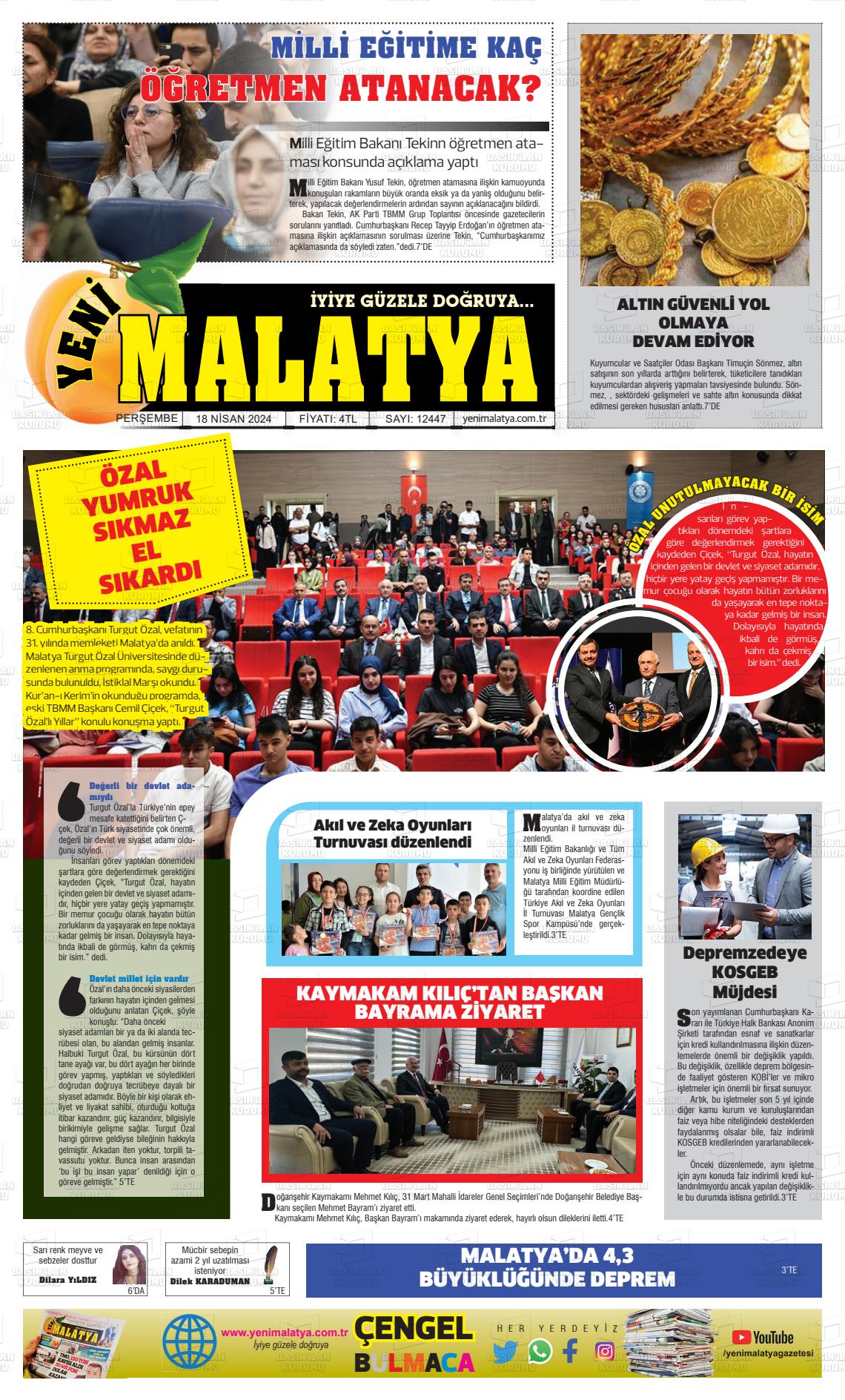 Yeni Malatya gazetesi oku